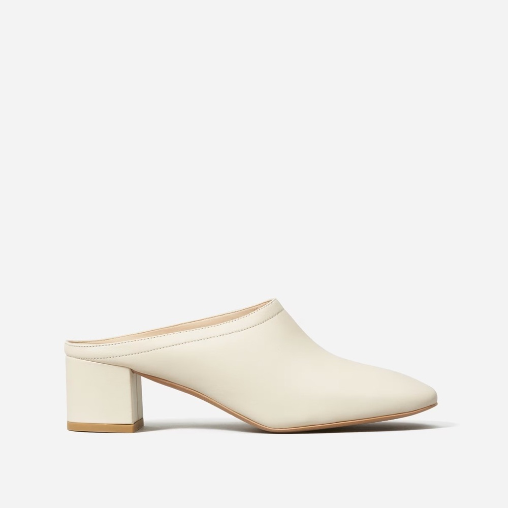 Everlane The Day Heel Mule Sz 10 Bisque Cream Italian Leather 2” heel
